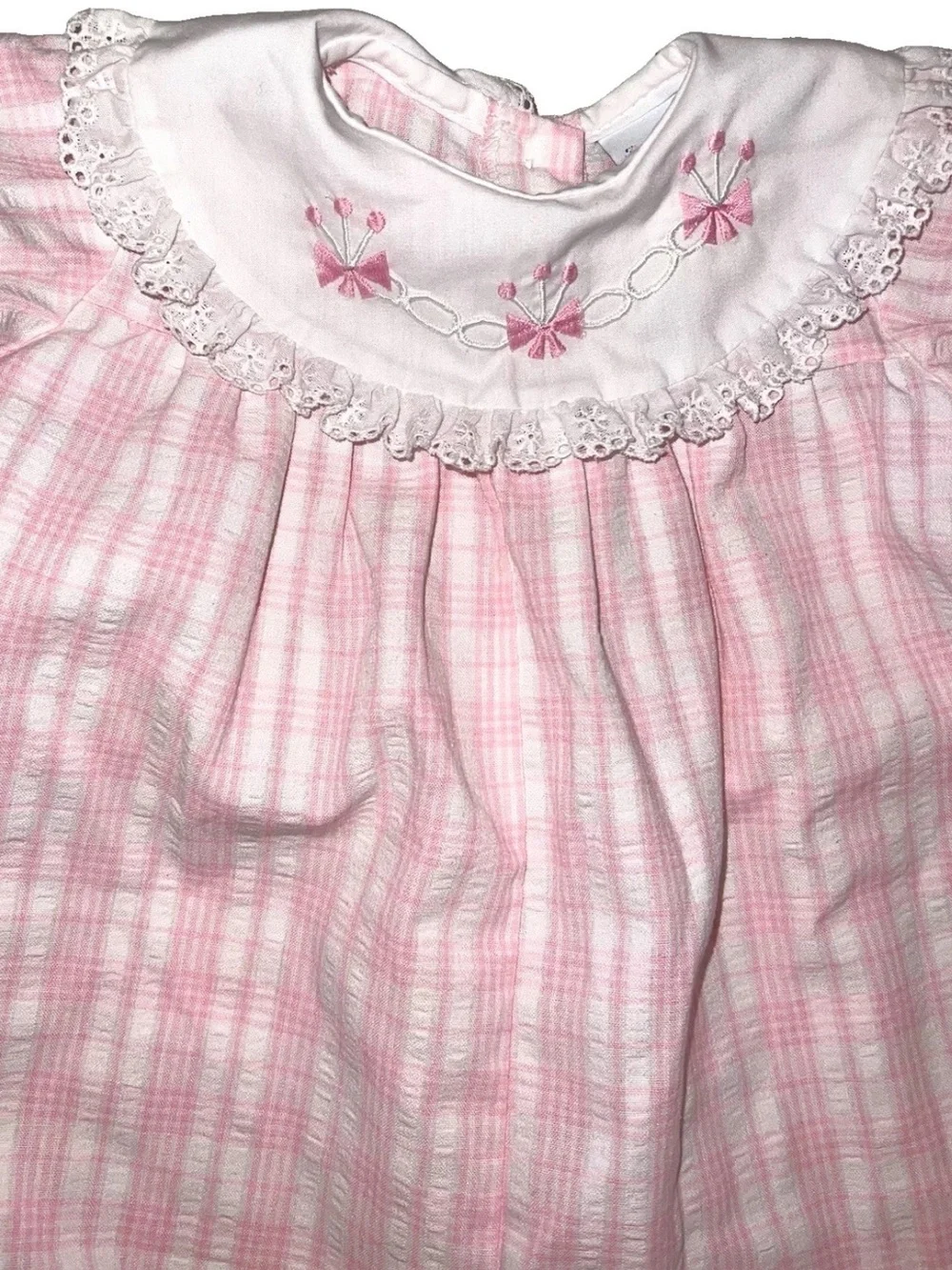 Vintage Baby Girl Plaid Ruffled One Piece Jumpsuit 3 Months